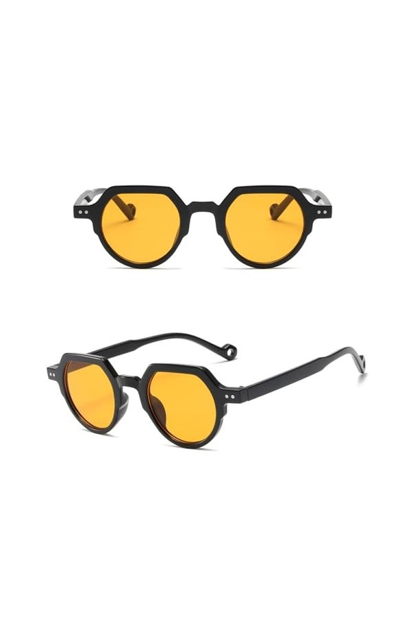 Lunettes de soleil tendance coréennes avec protection UV et monture polygonale ultralégère pour homme et femme, Tranches oran