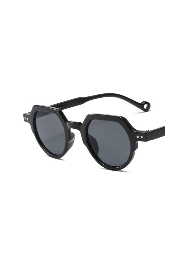 Lunettes de soleil tendance coréennes avec protection UV et monture polygonale ultralégère pour homme et femme, Flocons gris 