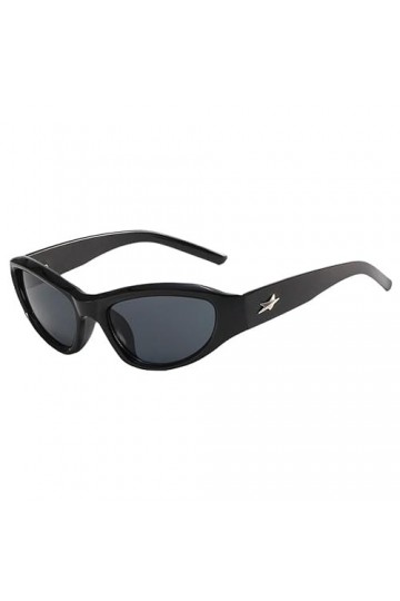 YXRRVING Y2k Lunettes de soleil de sport punk UV400 tendance de luxe pour femme Motif étoiles, Noir , Taille unique