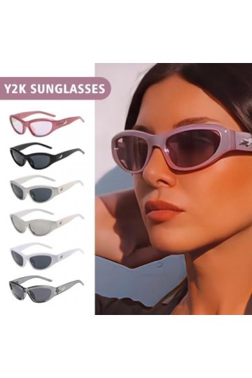 YXRRVING Y2k Lunettes de soleil de sport punk UV400 tendance de luxe pour femme Motif étoiles, Noir , Taille unique