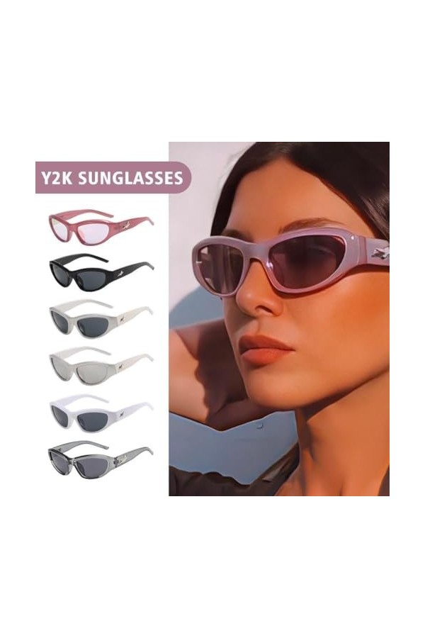 YXRRVING Y2k Lunettes de soleil de sport punk UV400 tendance de luxe pour femme Motif étoiles, Noir , Taille unique