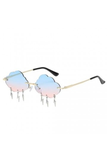 LIUZHIPENG Lunettes de soleil steampunk pour homme et femme - Sans monture - Motif vague - Années 90, Bleu+rose, Taille uniqu
