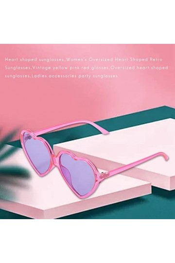 Sueoohke Lunettes de soleil rétro surdimensionnées en forme de cœur des années 90 pour femmes et filles violet 