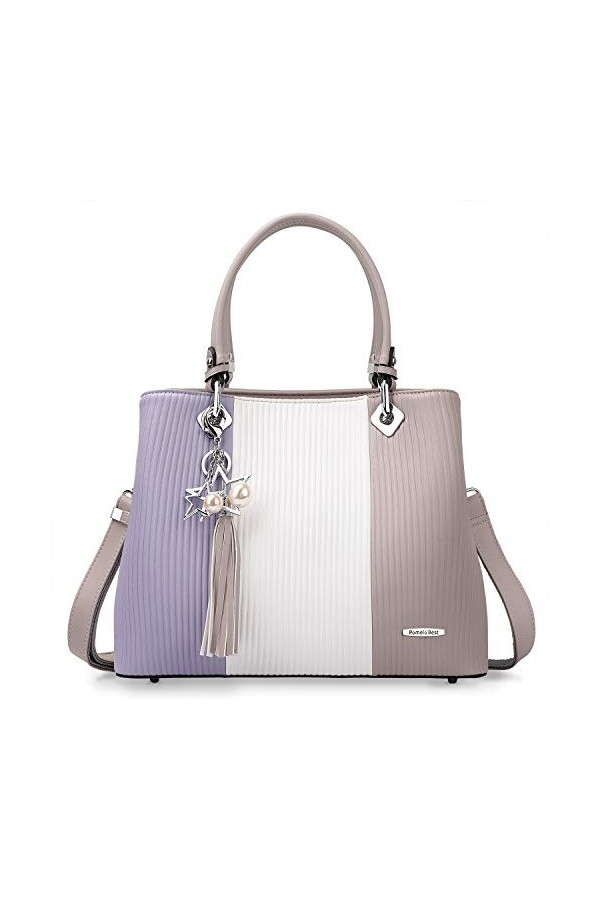 Sac à Main Femme Sac Bandoulière Femme Cabas Sac Dépaule Sac Fourre-Tout Sac de cours PU Cuir frange avec bandoulière ajusta