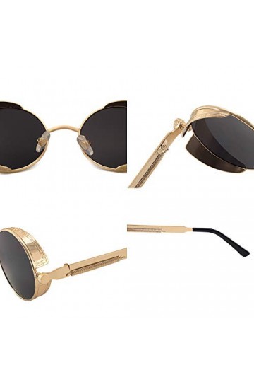 MELITA Lunettes de Soleil Rondes en Métal Femmes Lunettes de Mode Vintage Lunettes de Soleil Uv400 Argent 