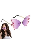 Lunettes de soleil sans monture pour femme | Lunettes dété sans monture papillon avec strass | Lunettes de soleil sans montu