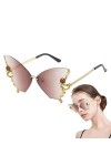 Lunettes de soleil sans monture pour femme | Lunettes dété sans monture papillon avec strass | Lunettes de soleil sans montu