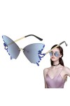 Lunettes de soleil sans monture pour femme | Lunettes dété sans monture papillon avec strass | Lunettes de soleil sans montu