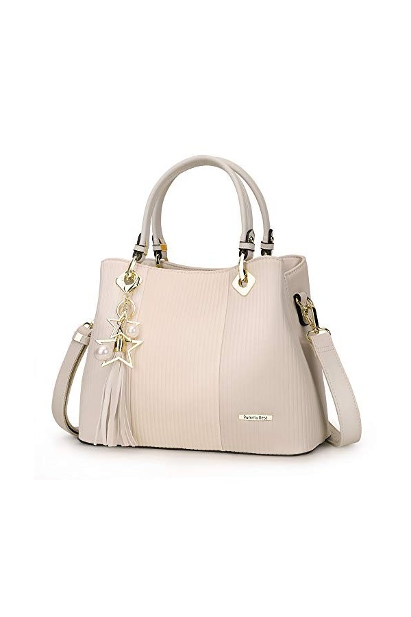 Sac à Main Femme Sac Bandoulière Femme Cabas Sac Dépaule Sac Fourre-Tout Sac de cours PU Cuir frange avec bandoulière ajusta