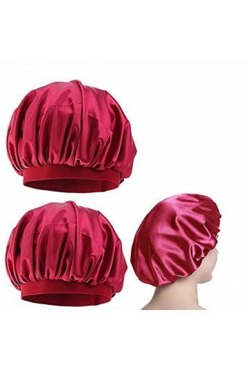 Bonnet De Nuit Satin, Bonnet Satin Cheveux Nuit, Bonnet de Nuit Femme, Bonnet de Sommeil Ajustable Chapeau Nuit en Satin à La