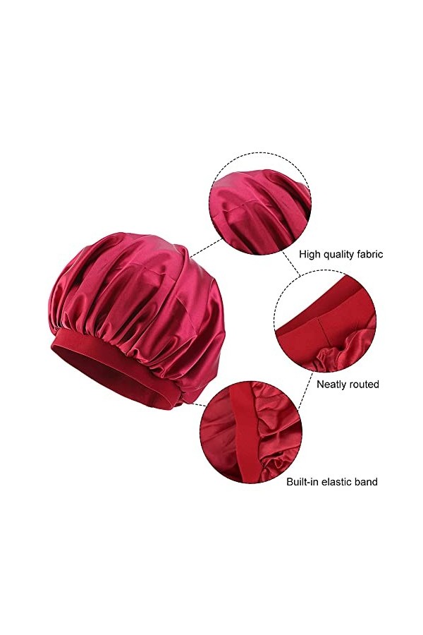 Bonnet De Nuit Satin, Bonnet Satin Cheveux Nuit, Bonnet de Nuit Femme, Bonnet de Sommeil Ajustable Chapeau Nuit en Satin à La