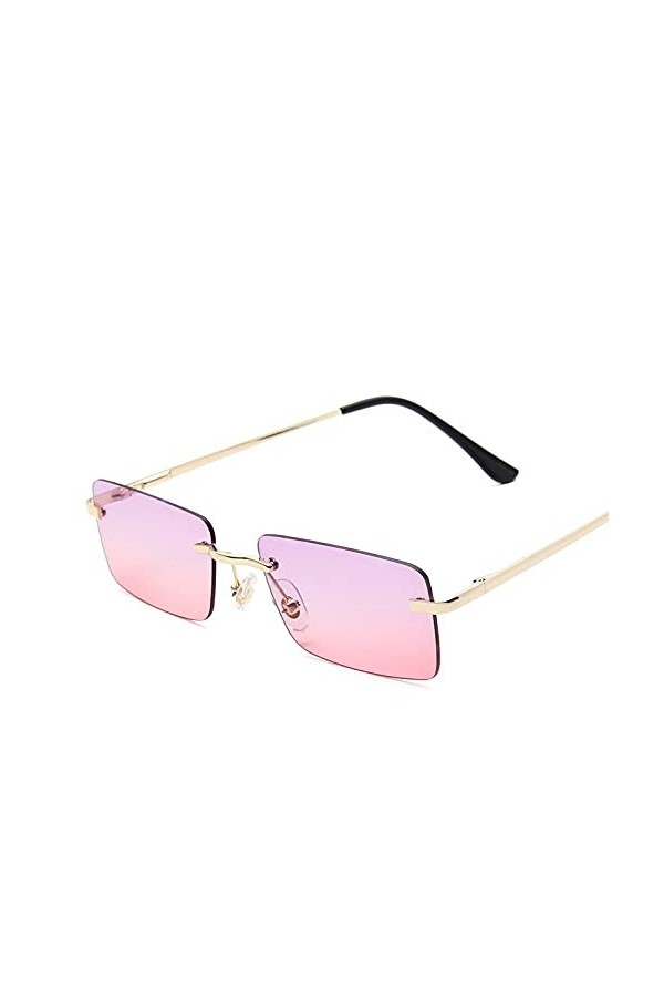Chnegral Mode Rectangle Lunettes de Soleil Monture Femmes Unisexe Lunettes Lunettes Streetwear Accessoires Poudre Violette