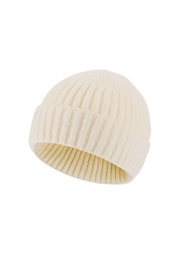 Sibba Bonnet Unisexe Doux et léger en Tricot Extensible avec Revers Chaud Coupe Vent pour Homme et Femme Beige