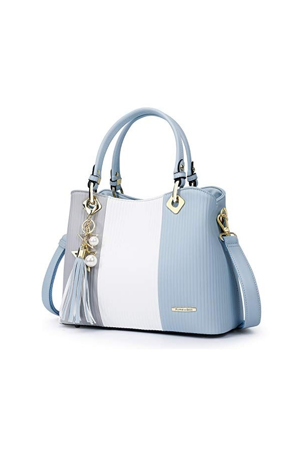 Sac à Main Femme Sac Bandoulière Femme Cabas Sac Dépaule Sac Fourre-Tout Sac de cours PU Cuir frange avec bandoulière ajusta