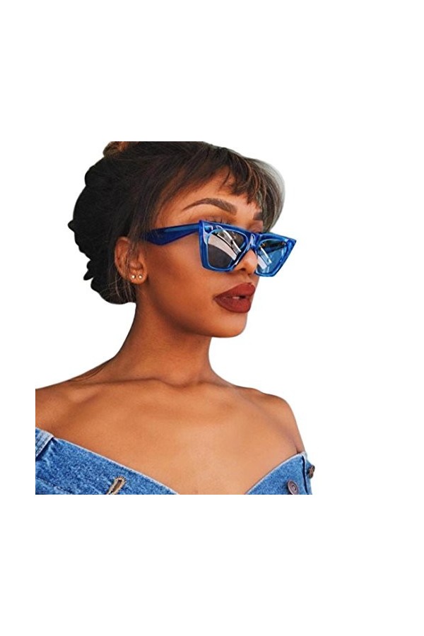 Lunettes de Femmes Solike Énorme Rétro Lunettes de Soleil Femme Square Armature en PC Plastique Lunettes Clout Protection UV4