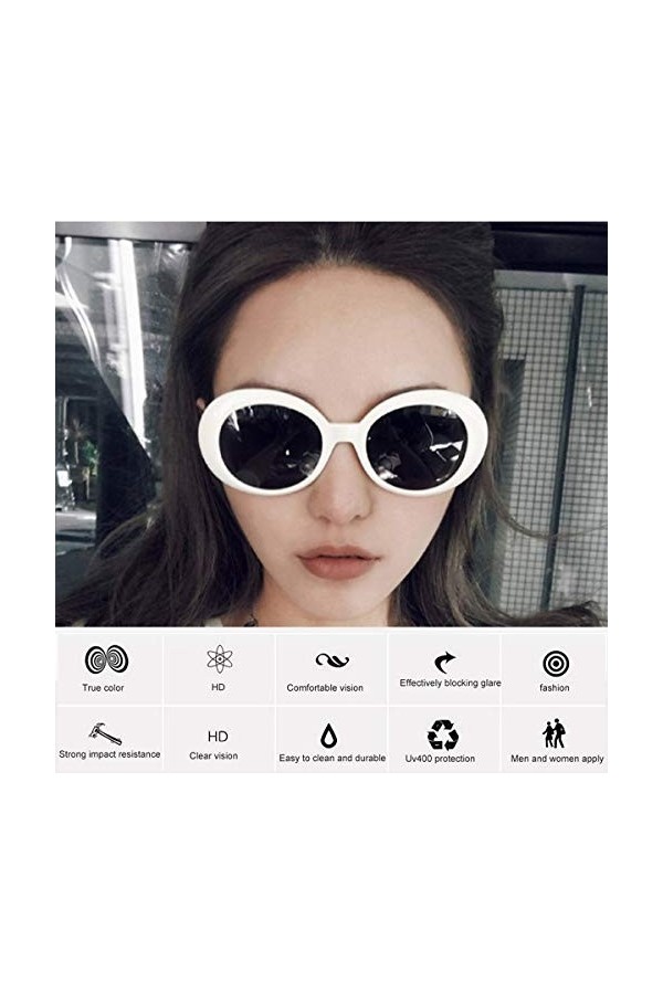 Triamisus Femmes Lunettes De Soleil Femmes Mode Été Audacieux Rétro Ovale Mod Cadre Épais Lunettes De Soleil Clout Goggles Lu
