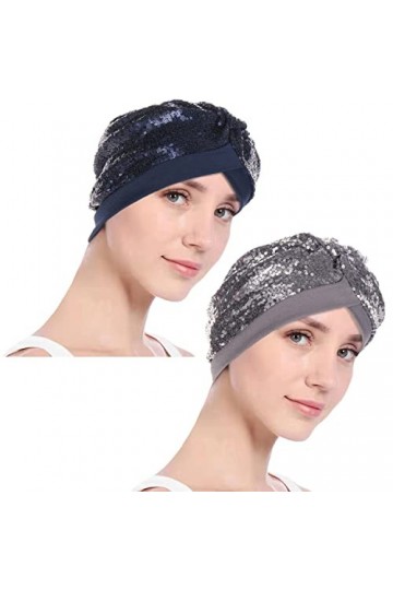 YOFASEN Dames Chapeau Turban - Respirante Bonnet Bandana à Paillettes Musulman Chapeau de Sommeil Chapeau de Perte de Cheveux