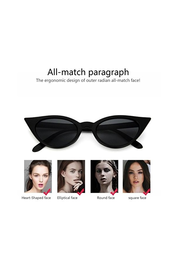 Vintage Cat Eye Femmes Lunettes De Soleil Classique Sexy Lunettes de Soleil Dames PC Cadre Résine Lentille Voyage UV400 Lunet