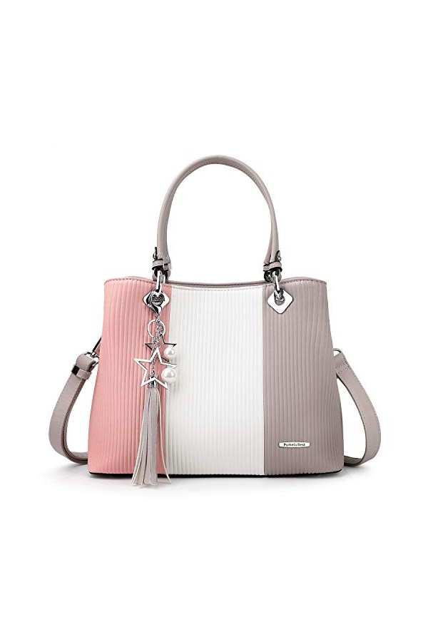 Sac à Main Femme Sac Bandoulière Femme Cabas Sac Dépaule Sac Fourre-Tout Sac de cours PU Cuir frange avec bandoulière ajusta