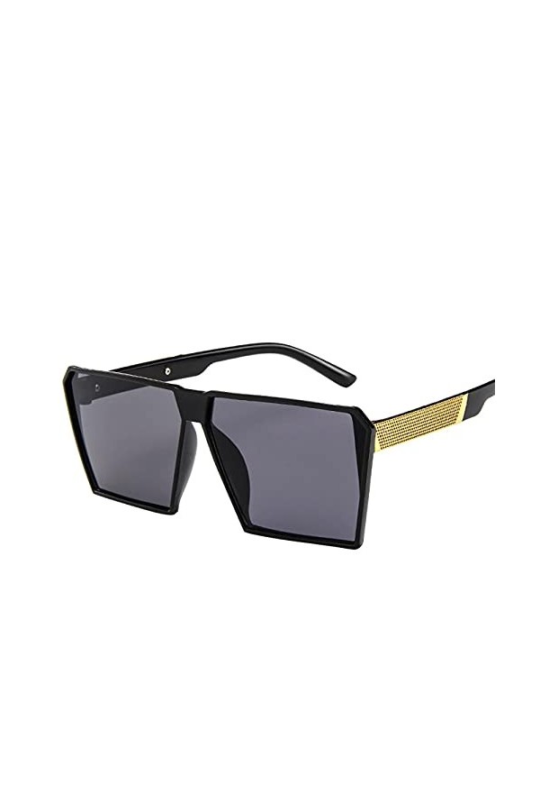 Elyseesene Grandes Lunettes de Soleil Carré Oversized Miroir Lunettes Chic Mode Rétro Vintage Cadre Grand Unisexe UV 400 Prot