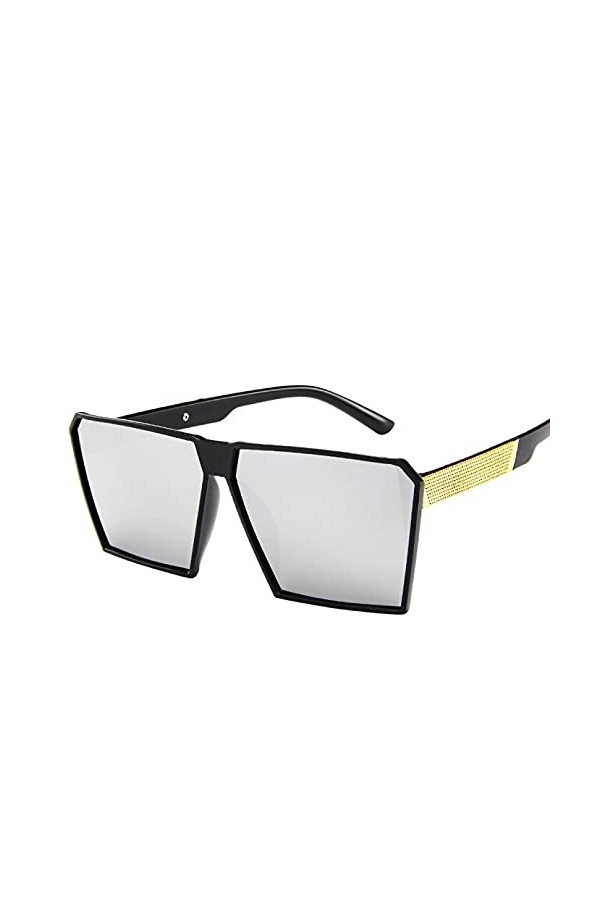 Elyseesene Grandes Lunettes de Soleil Carré Oversized Miroir Lunettes Chic Mode Rétro Vintage Cadre Grand Unisexe UV 400 Prot