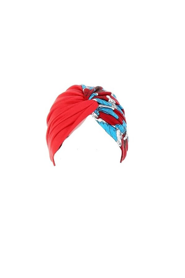 Bonnet chimio pour femme - Turban doux - Style floral - Toucher coton - Alopécie - Bandana, rouge floral, taille unique