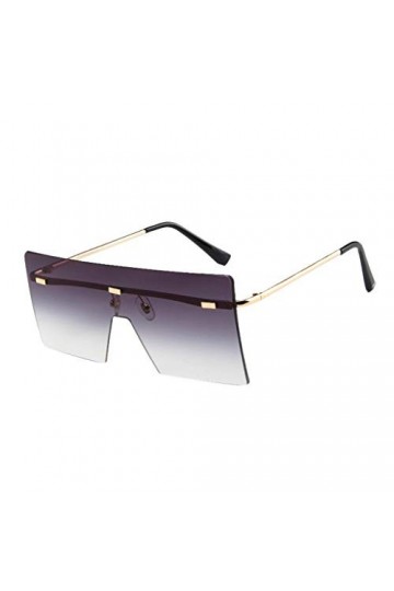 ADMAY Lunettes de soleil carrées sans monture vintage en métal pour homme et femme, gris foncé, taille unique