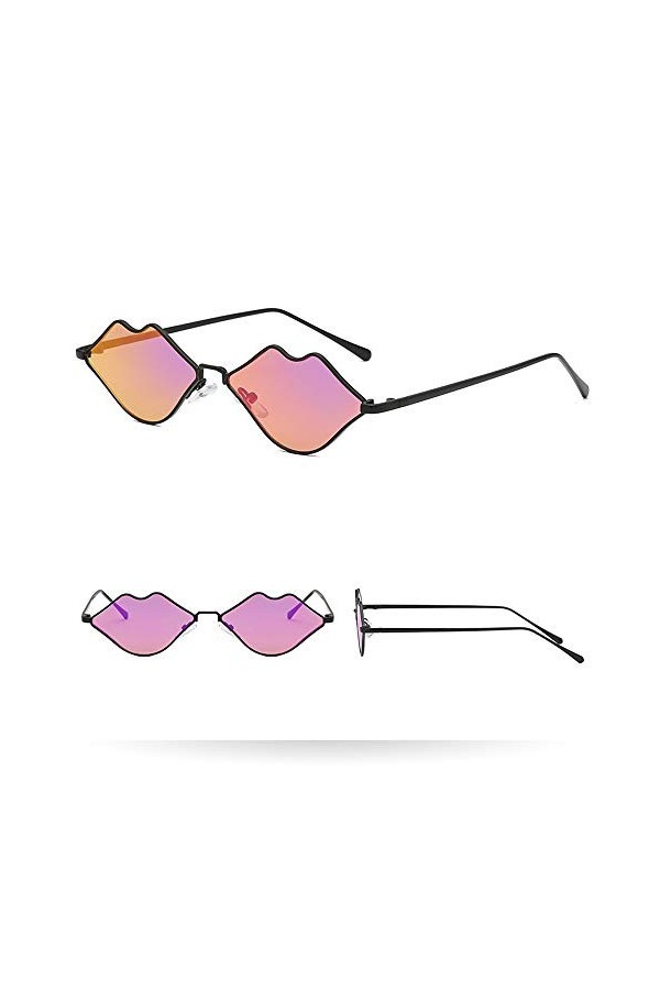 Femmes Homme Mode Vintage Lèvres Forme Irrégulière Lunettes de Soleil Lunettes Rétro Unisexe Lunettes De Vacances DéTé De Pl