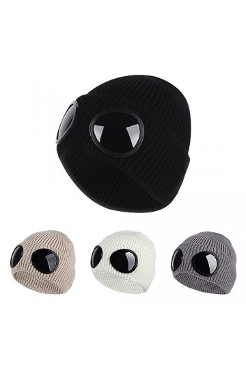 Bonnet Tricoté à la Mode pour Les Hommes et Les Femmes Bonnet Chaud dautomne et dhiver avec Lunettes Coupe-Vent Bonnet Tric