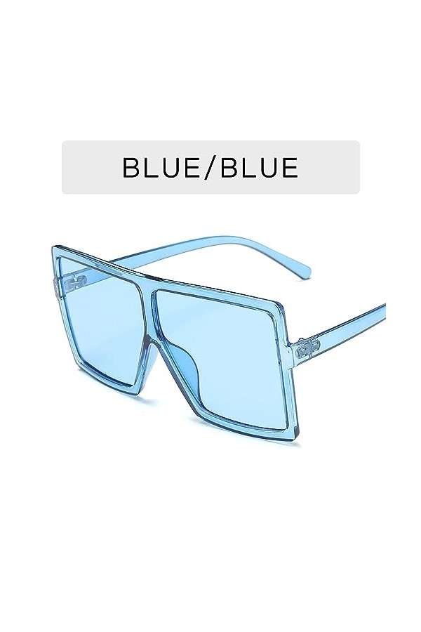 LDadgf Lunettes de soleil tendance avec grand cadre pour homme et femme, bleu, Medium