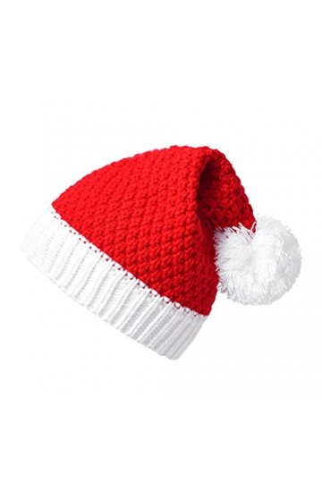 Hundor Bonnet de Noel tricoté de Noël Bonnet dhiver rouge et blanc chaud avec pompon Cadeaux de Noel