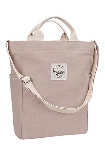 Lily queen Sac à main fourre-tout en toile pour femme, Taupe, Medium