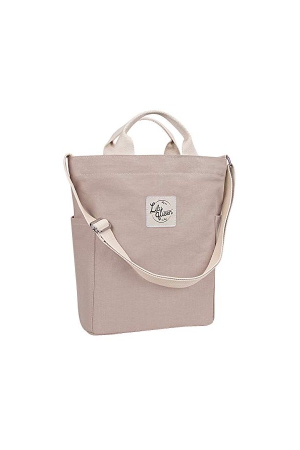 Lily queen Sac à main fourre-tout en toile pour femme, Taupe, Medium