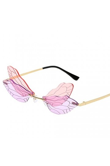 HolAngela 1PC Lunettes de Soleil Transparentes dégradées sans Cadre rétro personnalisées Lunettes Rose F, One Size 