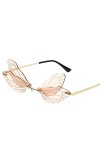 HolAngela 1PC Lunettes de Soleil Transparentes dégradées sans Cadre rétro personnalisées Lunettes Rose F, One Size 