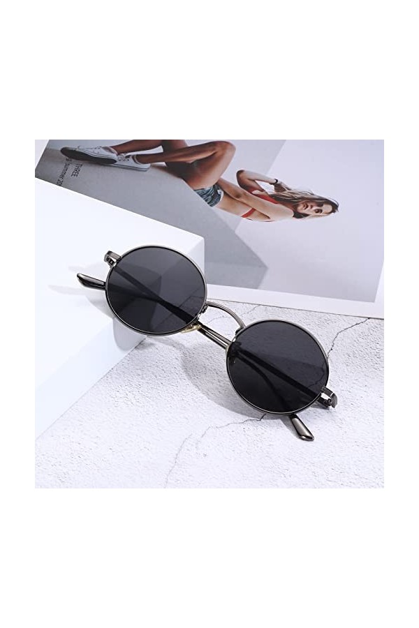 1 Paquet de Nouvelles Lunettes de Soleil Steampunk Femmes Hommes Vintage Ronde métal Cadre Lunettes de Soleil Protection UV L