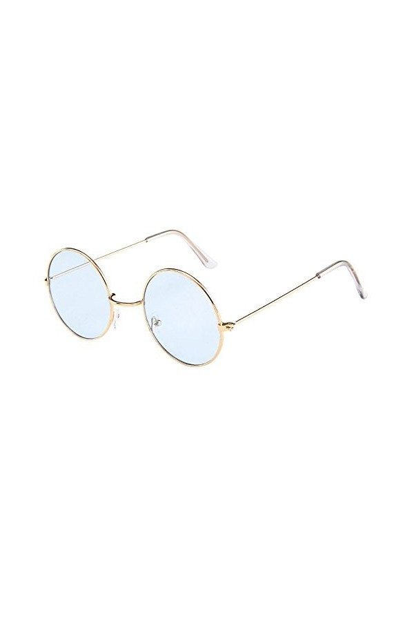Skang Lunettes de Soleil Femmes Polarisées Miroir Rond Cercle Cadre Métal Légères Classique Mode Lunettes