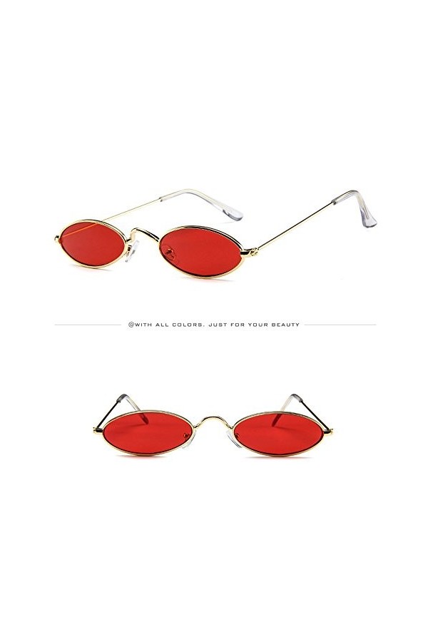 Solike Rétro en métal de Petites Lunettes de Soleil ovales des Femme des Hommes Lunette de Soleil