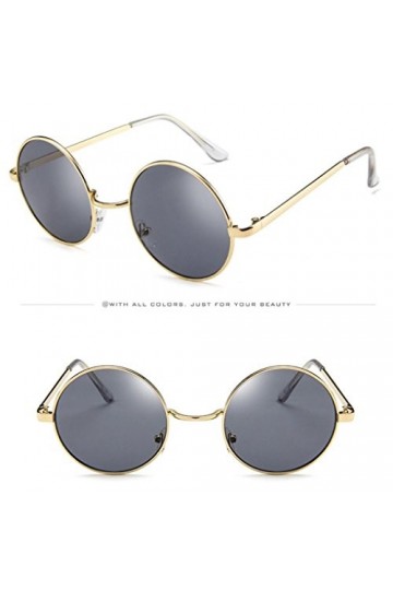 Lunettes de Femmes Hommes, Solike Rétro Lunettes de Soleil Adultes Unisexe Protection UV400 Lunette Ronde Armature Metalique 