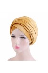 Hinleise Turban en velours pour femme - Bonnet pour cheveux - Écharpe pour chimiothérapie - Doré