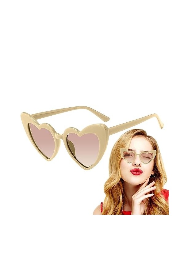 Wosemfial soleil en forme damour | soleil surdimensionnées à la morétro en forme damour | Lunettes teintées transparentes s