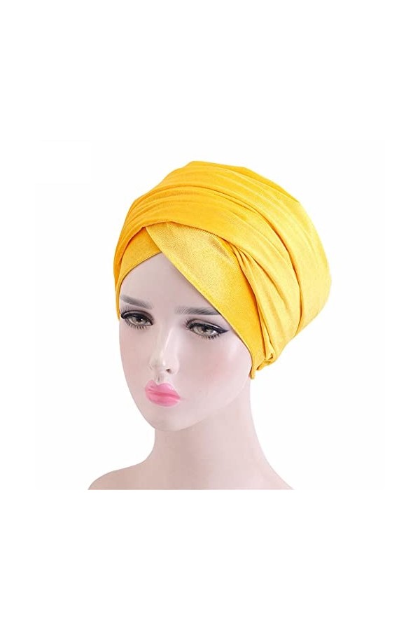 Hinleise Turban en velours pour femme - Bonnet pour cheveux - Écharpe pour chimiothérapie - Doré