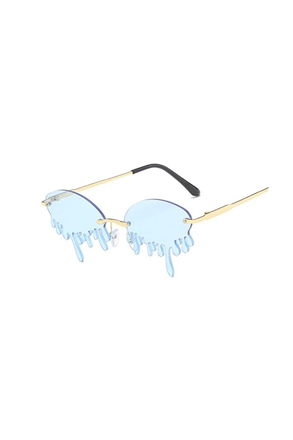EICCJHRC Lunettes de soleil tendance sans bordure pour femme - Style rétro - En métal sans bordure
