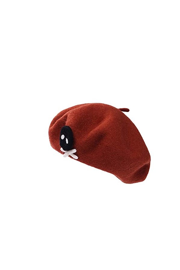 Zasy Femmes Chapeau dhiver Classique Béret en Laine Bonnet Français Casquette en Feutre À La Main Le crâne 