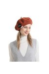 Zasy Femmes Chapeau dhiver Classique Béret en Laine Bonnet Français Casquette en Feutre À La Main Le crâne 