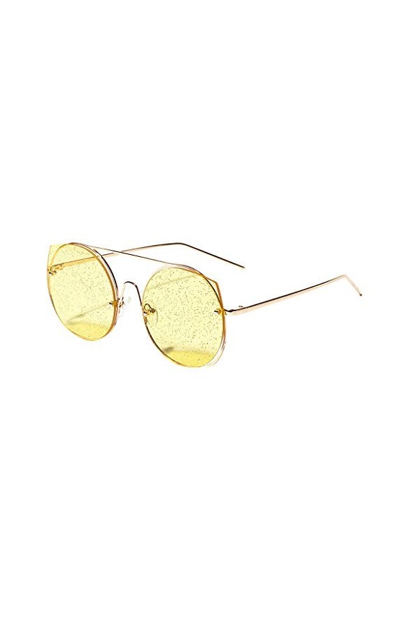 KaloryWee Lunettes De Soleil Polarisé Femme Vintage Rétro Fashion Mode Anti-radiation Circulaire Couleur Cool Protection Tran