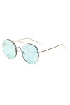 KaloryWee Lunettes De Soleil Polarisé Femme Vintage Rétro Fashion Mode Anti-radiation Circulaire Couleur Cool Protection Tran