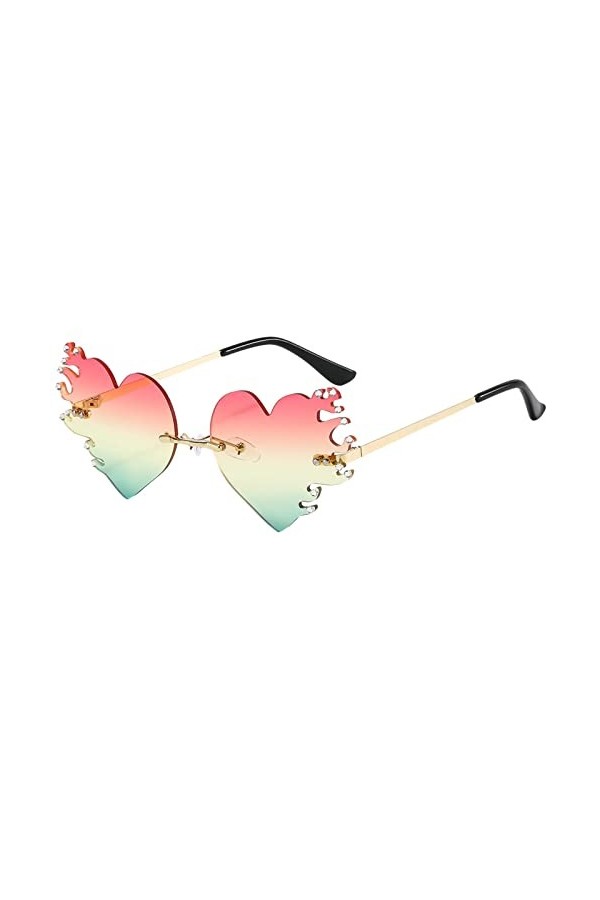 PAIDAXING Lunettes de soleil surdimensionnées pour femme en forme de cœur - Style rétro irrégulier - Unisexe, Vert, taille un