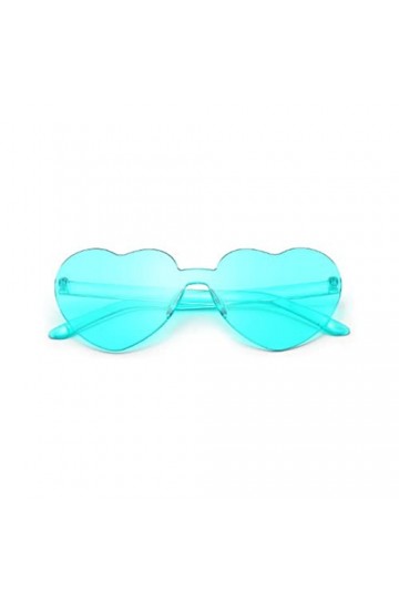 HMILYDYK Lunettes de soleil en forme de cœur sans monture - Transparentes et colorées - En forme de cœur - Vert clair, vert c