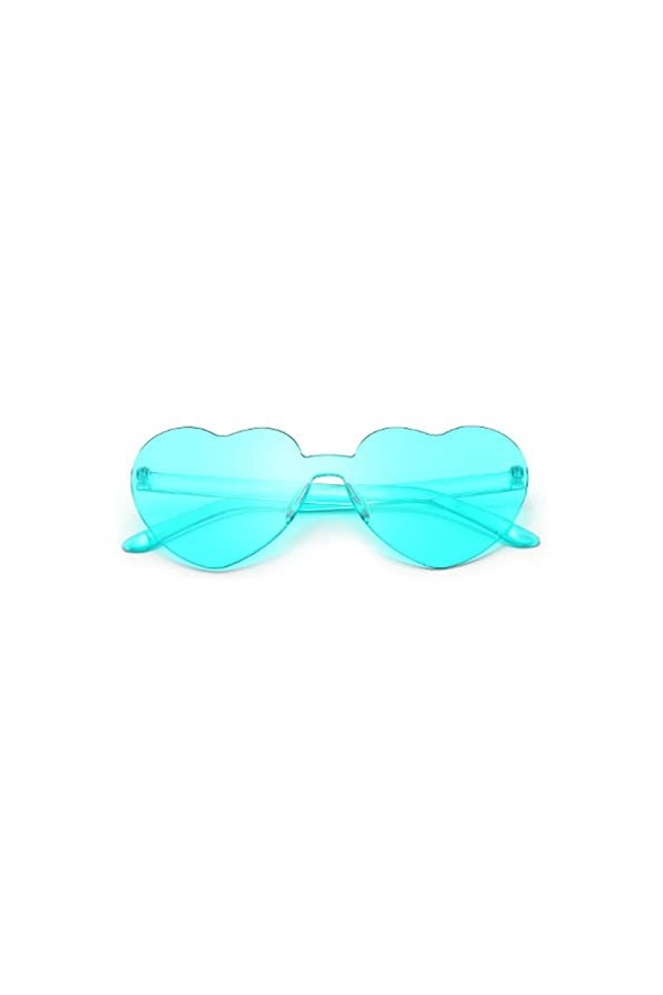 HMILYDYK Lunettes de soleil en forme de cœur sans monture - Transparentes et colorées - En forme de cœur - Vert clair, vert c